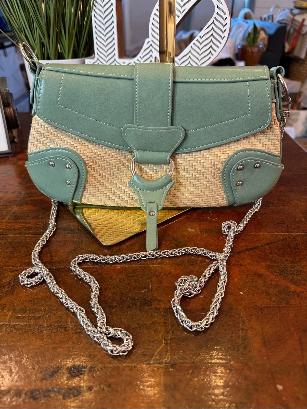 Urban Outfitters Mint Green Woven Crossbody Bag